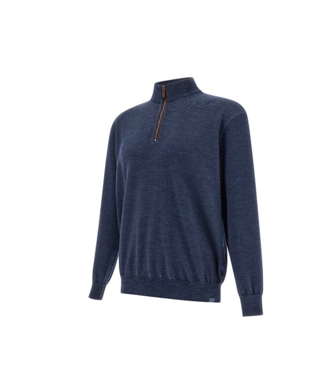 Blue Mix Striped 1/4 Zip Sweater
