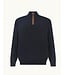 Navy 1/4 Zip with Suede Trim Sweater