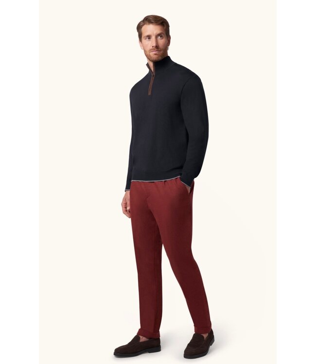 Navy 1/4 Zip with Suede Trim Sweater