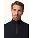Navy 1/4 Zip with Suede Trim Sweater