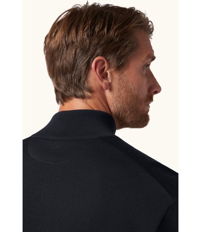 Navy 1/4 Zip with Suede Trim Sweater
