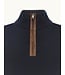 Navy 1/4 Zip with Suede Trim Sweater