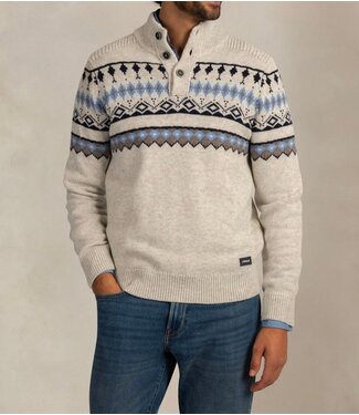 NEW ZEALAND Stone Kit Melange Button Mock Neck