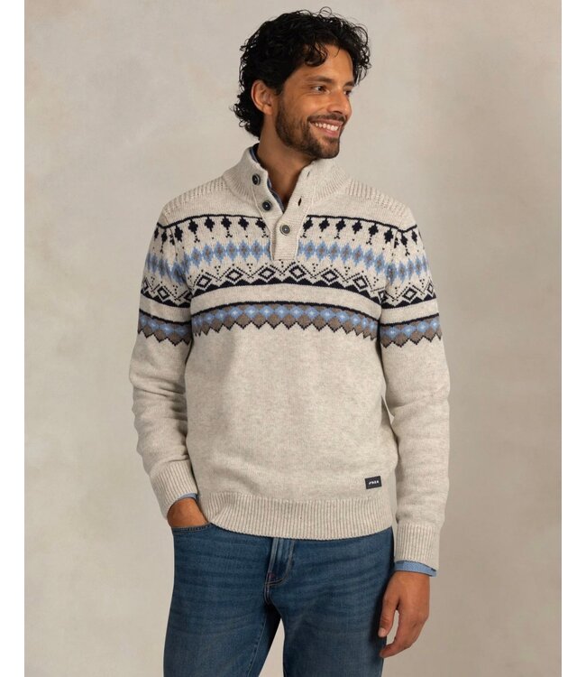 Stone Kit Melange Button Mock Neck
