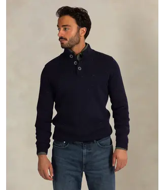 NEW ZEALAND Oxford Navy Button Neck Sweater