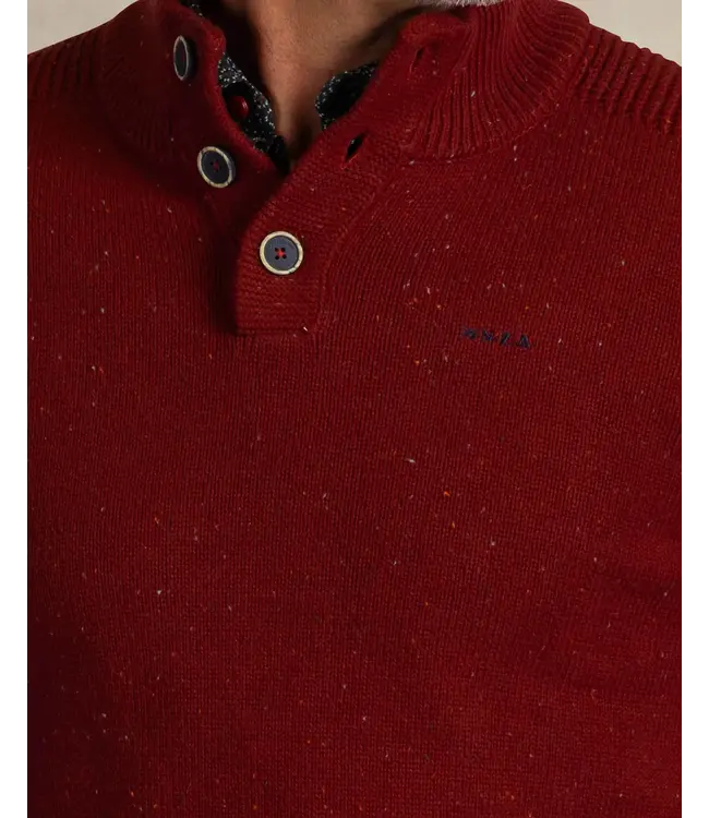 Burnt Red Button Neck Sweater
