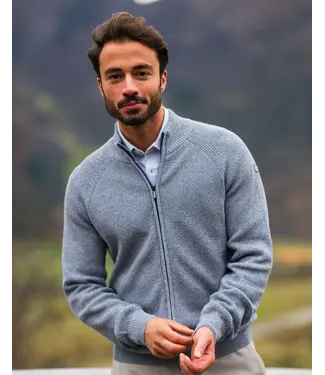 NEW ZEALAND Ink Blue Melange Full Zip Sweater