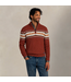 NEW ZEALAND Burnt Red Melange Printed 1/4 Zip Sweater