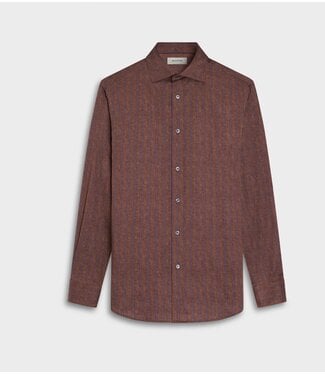 BUGATCHI Modern Fit Brown Mauve Striped Shirt