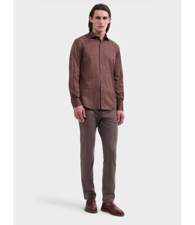 Modern Fit Brown Mauve Striped Shirt