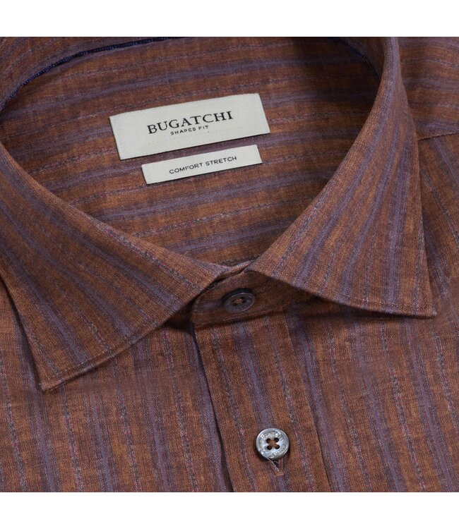 Modern Fit Brown Mauve Striped Shirt