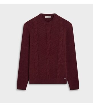 BUGATCHI Burgundy Cable Knit Sweater