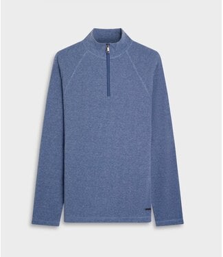 BUGATCHI Marine Blue Herringbone 1/4 Zip