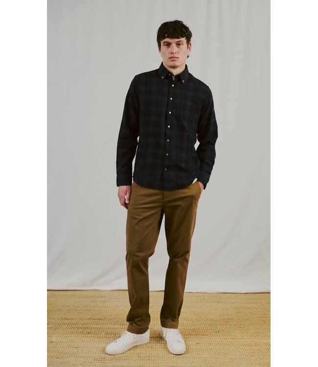 Modern Fit Brown Navy Plaid Shirt