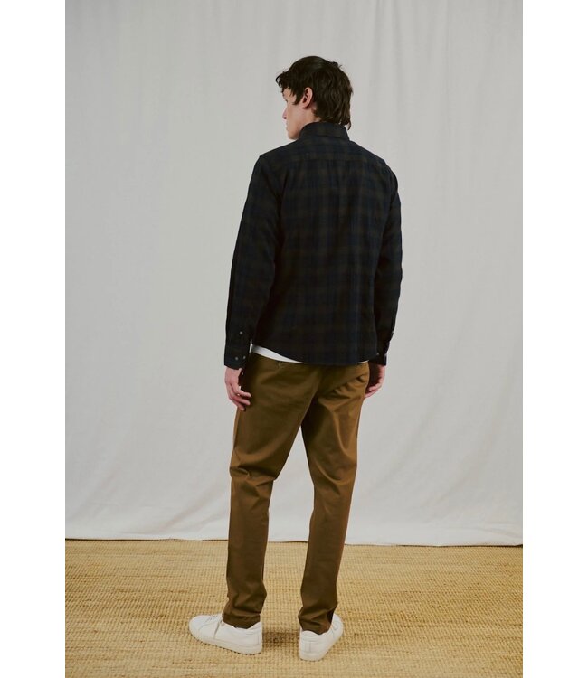 Modern Fit Brown Navy Plaid Shirt