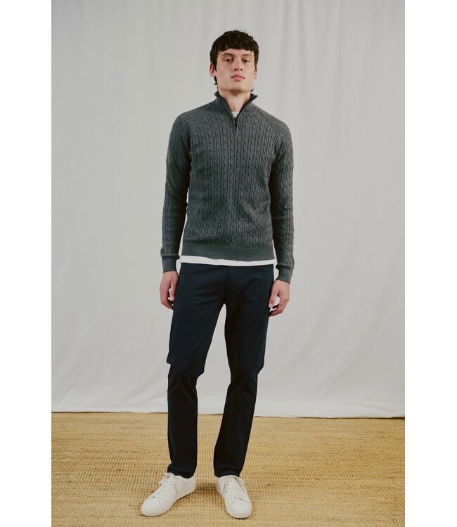Grey Simbel Cable 1/4 Zip Sweater