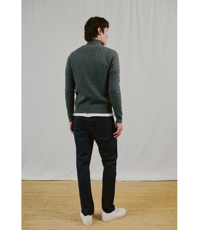 Grey Simbel Cable 1/4 Zip Sweater