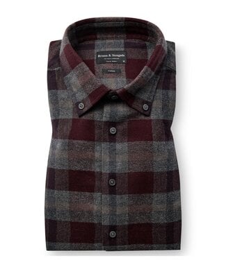 BRUUN & STENGADE Modern Fit Wine Letsie Plaid Shirt