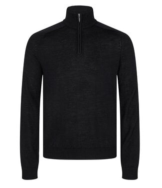 BRUUN & STENGADE Black Pelle 1/4 Zip Sweater