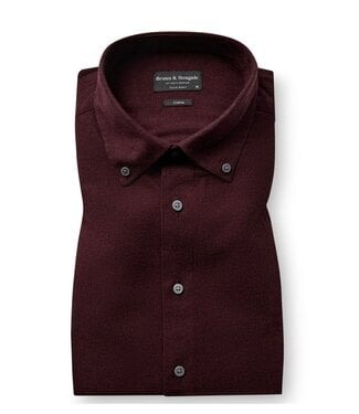 BRUUN & STENGADE Modern Fit Bordeaux Flannel Shirt