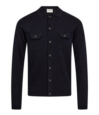 BRUUN & STENGADE Navy Zaouma Full Button Sweater