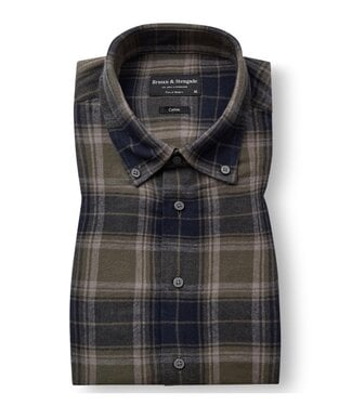 BRUUN & STENGADE Modern Fit Green Bolkiah Plaid Shirt