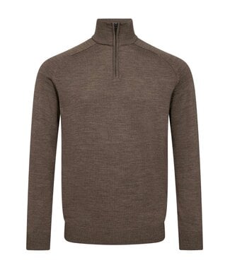 BRUUN & STENGADE Brown Pelle 1/4 Zip Sweater