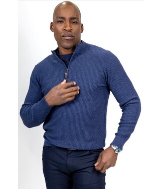 7 DOWNIE Modern Fit Navy Waffle 1/4 Zip