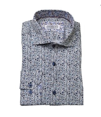 7 DOWNIE Modern Fit White Navy Swirl Print Shirt
