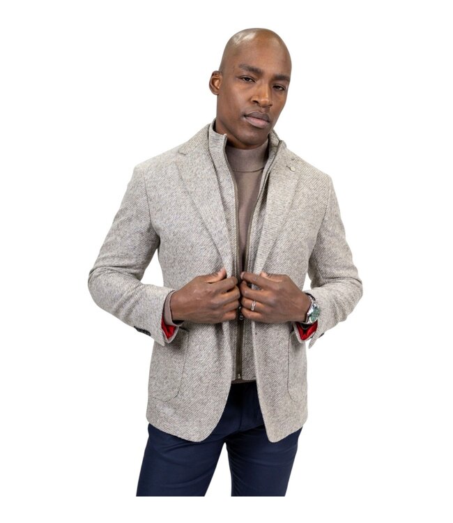 Modern Fit Beige Twill Sport Coat