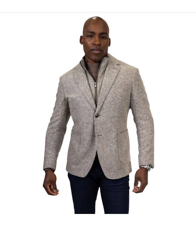 Modern Fit Beige Twill Sport Coat