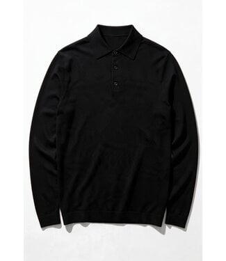 7 DOWNIE Modern Fit Black Merino Polo
