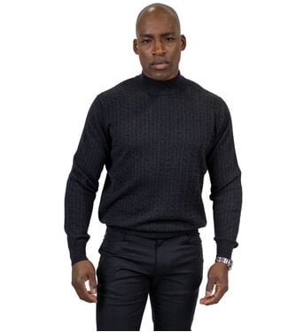 7 DOWNIE Modern Fit Black Cable Mock Neck