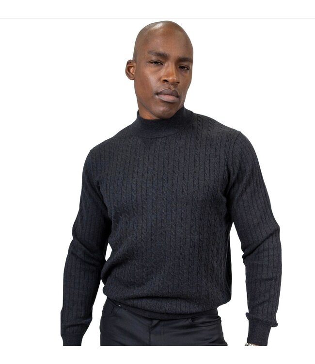 Modern Fit Black Cable Mock Neck