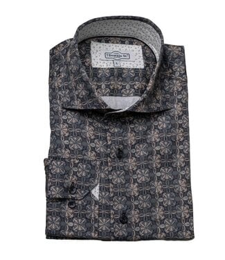 7 DOWNIE Modern Fit Black Mosaic Print Shirt