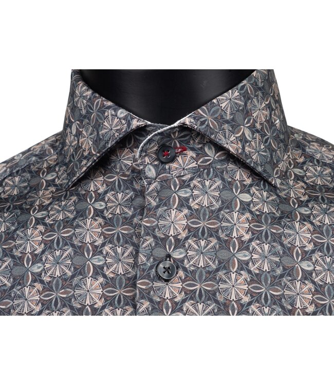 Modern Fit Black Mosaic Print Shirt