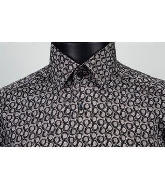 7 DOWNIE Modern Fit Grey Circle Pattern Shirt