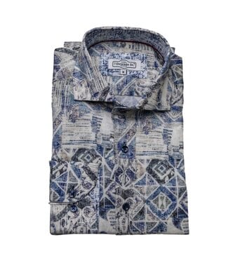 7 DOWNIE Modern Fit Navy Large Print Shirt