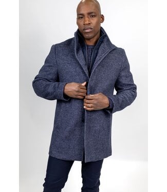 7 DOWNIE Modern Fit Navy Car Coat