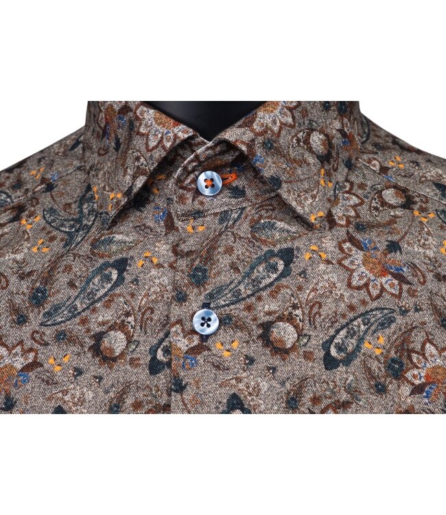 Modern Fit Brown Floral Paisley Shirt