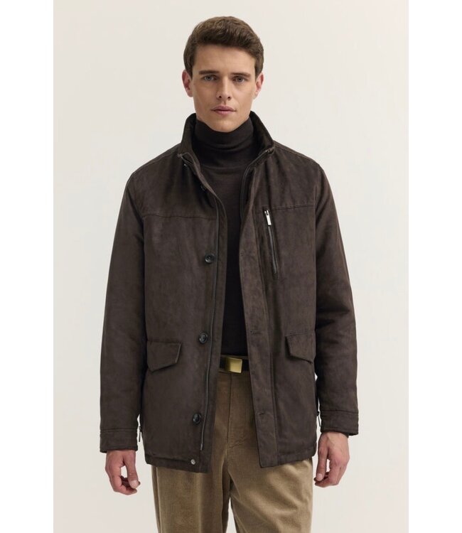Brown Micro Suede Stoller Jacket