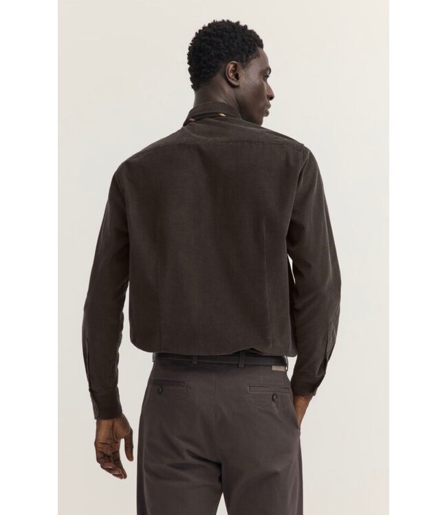 Modern Fit Brown Corduroy Shirt