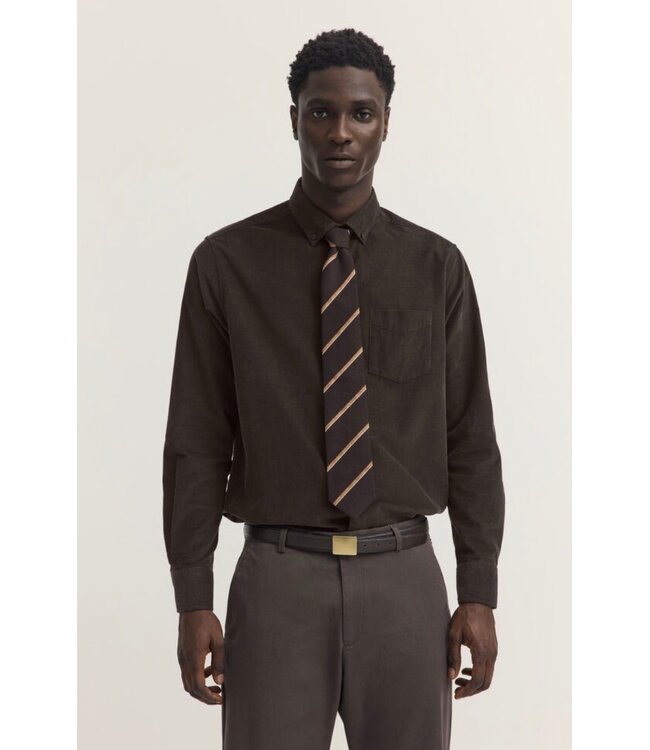 Modern Fit Brown Corduroy Shirt