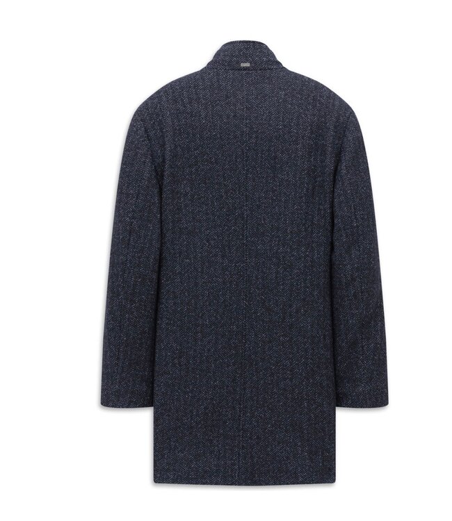 Navy Herringbone Overcoat