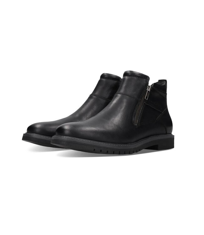 Black Double Zipper Short Boots