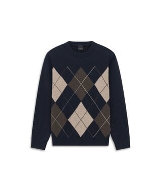 BUGATTI Brown Navy Argyle Sweater
