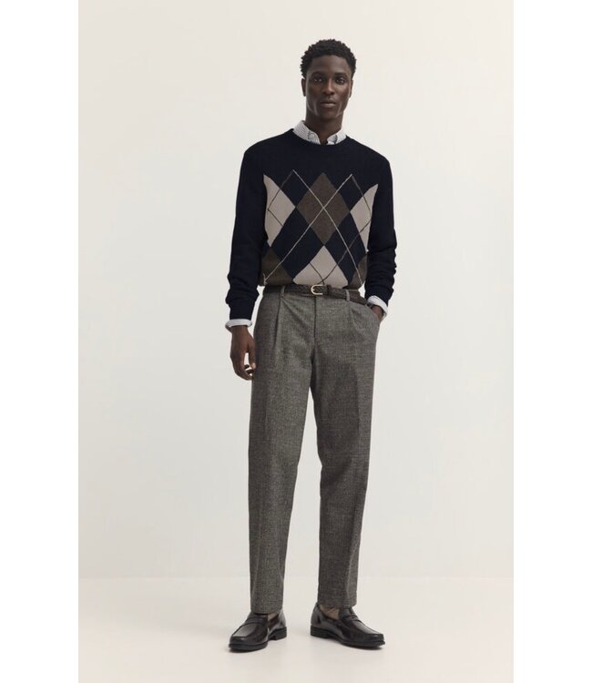 Brown Navy Argyle Sweater