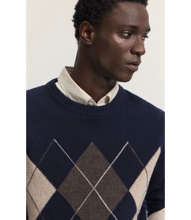 Brown Navy Argyle Sweater