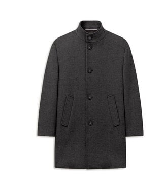BUGATTI Charcoal Herringbone Overcoat