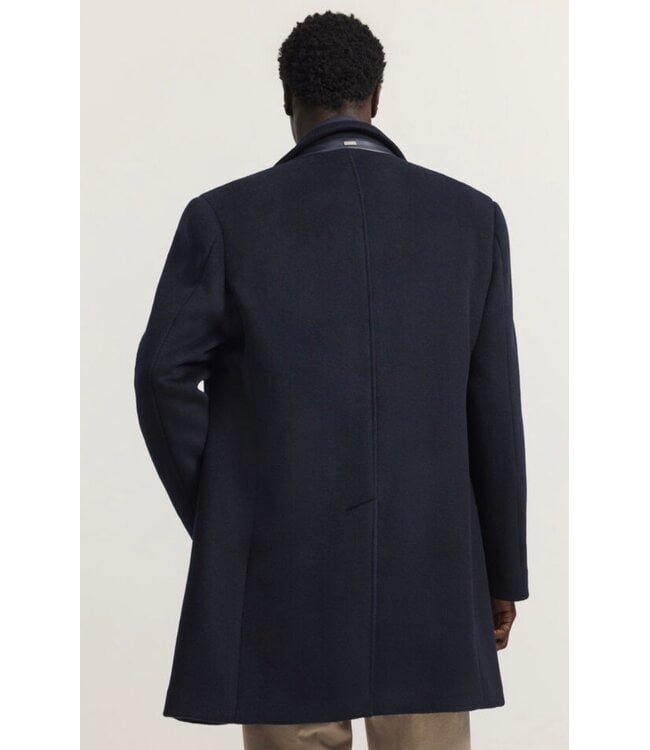 Navy Wool Overcoat with Insert